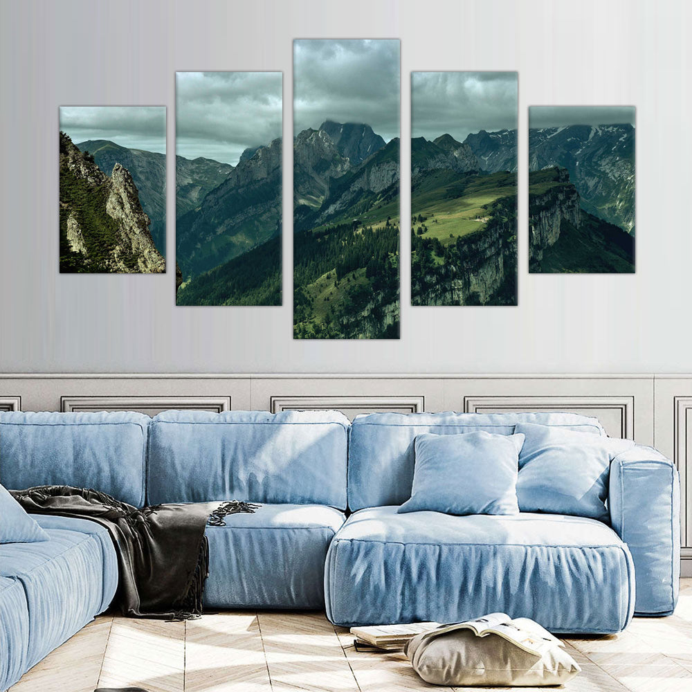 5-Piece Majestic Mountain Ridge Canvas Wall Art