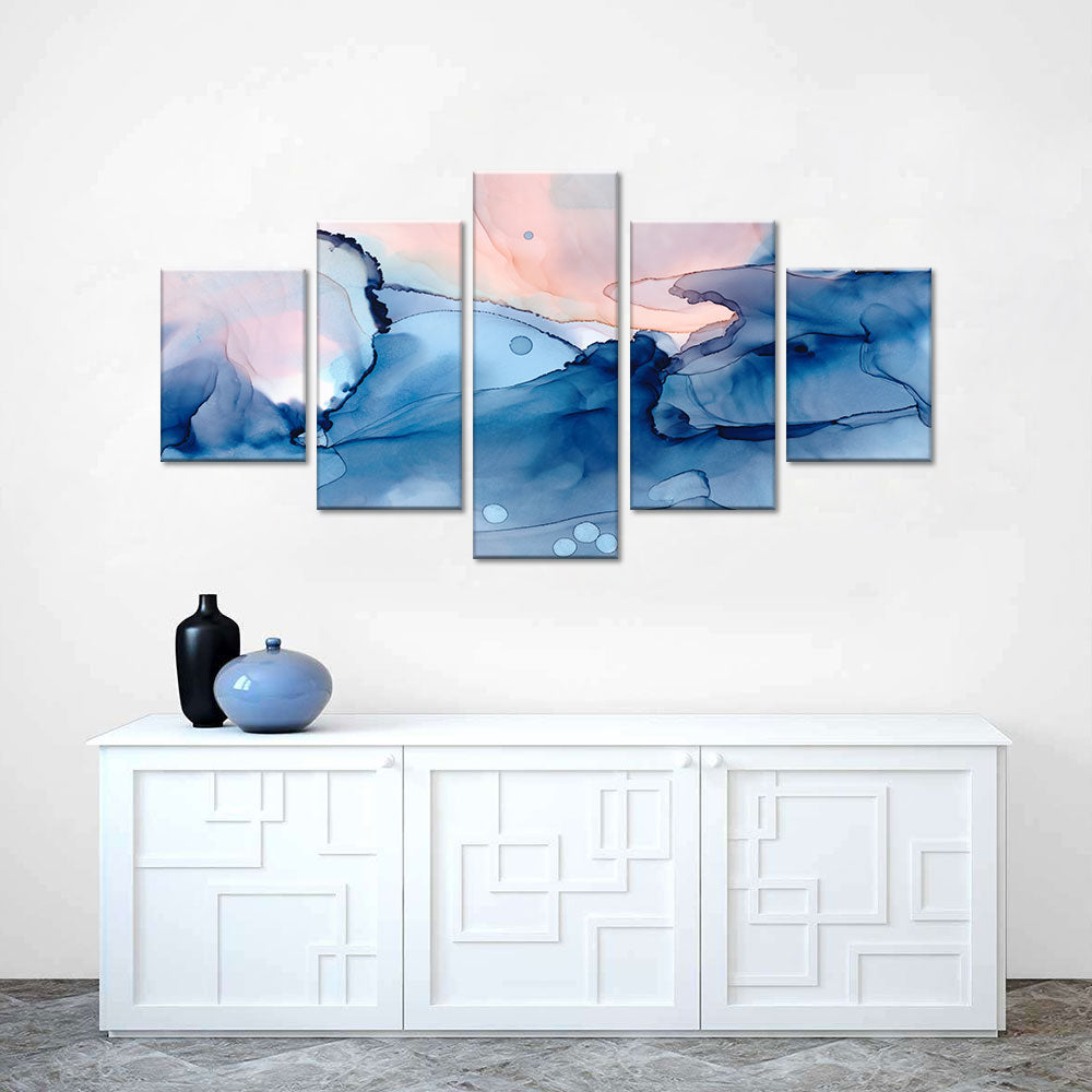 Abstract Ocean Pink Watercolor canvas wall art