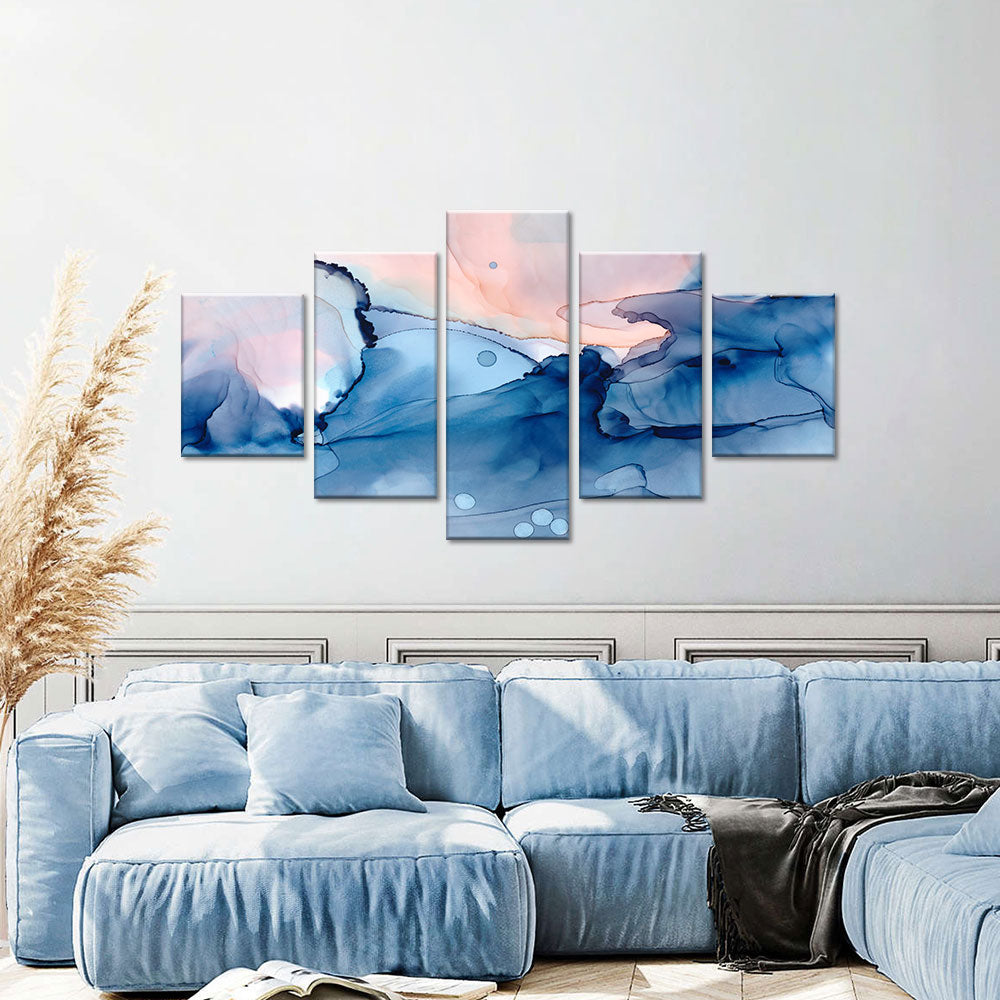 Abstract Ocean Pink Watercolor canvas wall art