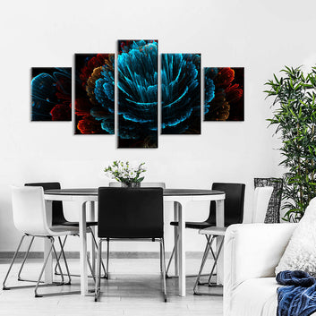 Digital Coral Flowers Canvas Wall Art