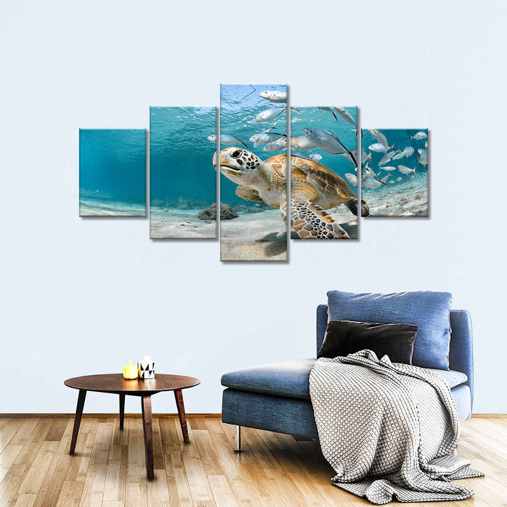 Underwater Sea Turtle Canvas Wall Art
