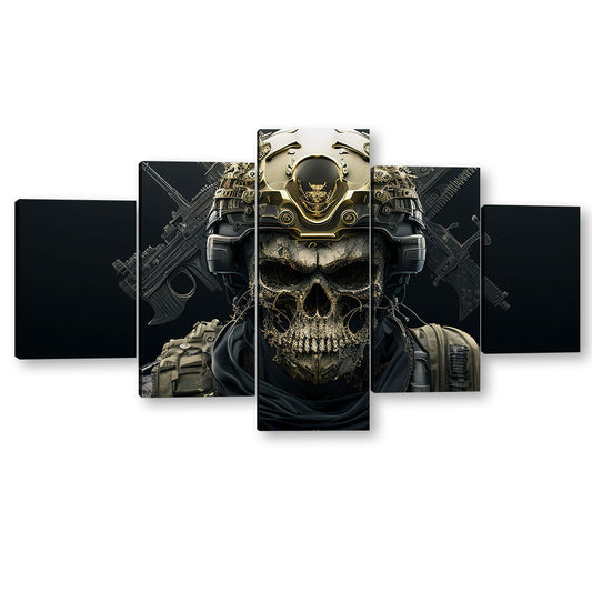 5 Piece Military Skull Soldier Canvas Wall Art