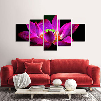 Purple Lotus Flower Canvas Wall Art