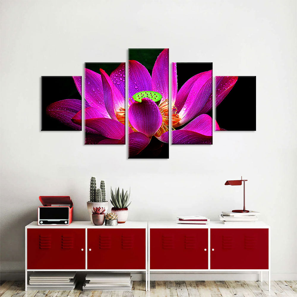 Purple Lotus Flower Canvas Wall Art