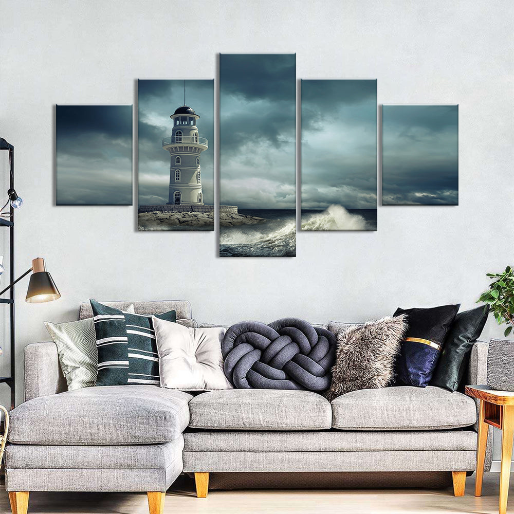  Lighthouse in Stormy Weather canvas wall art