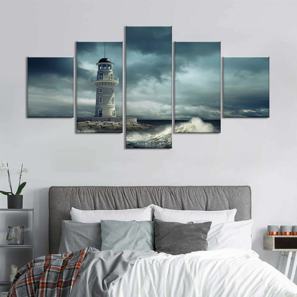  Lighthouse in Stormy Weather canvas wall art