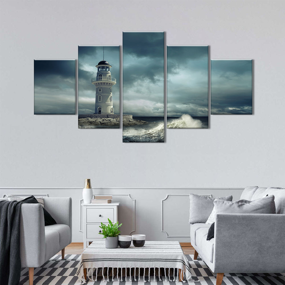  Lighthouse in Stormy Weather canvas wall art