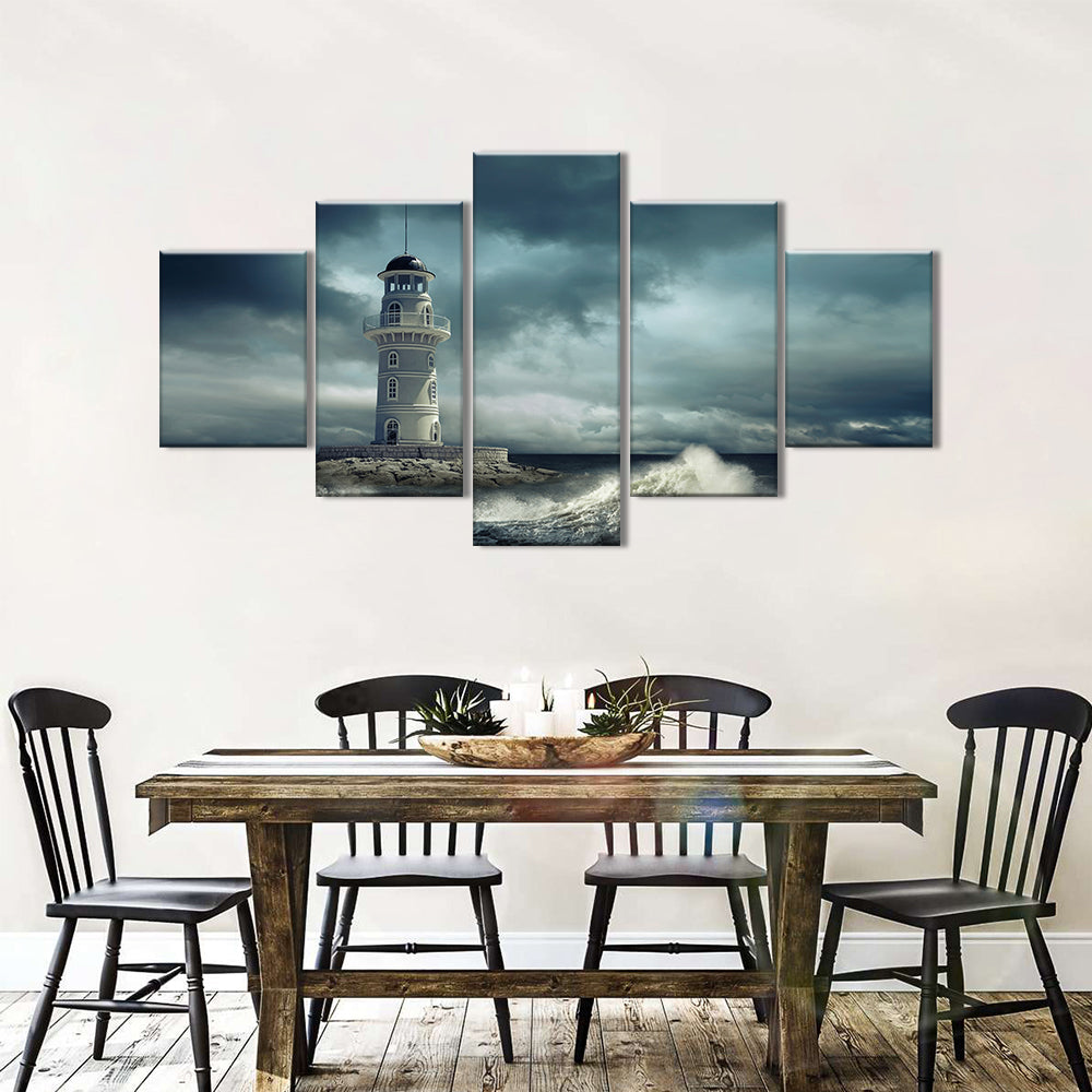  Lighthouse in Stormy Weather canvas wall art