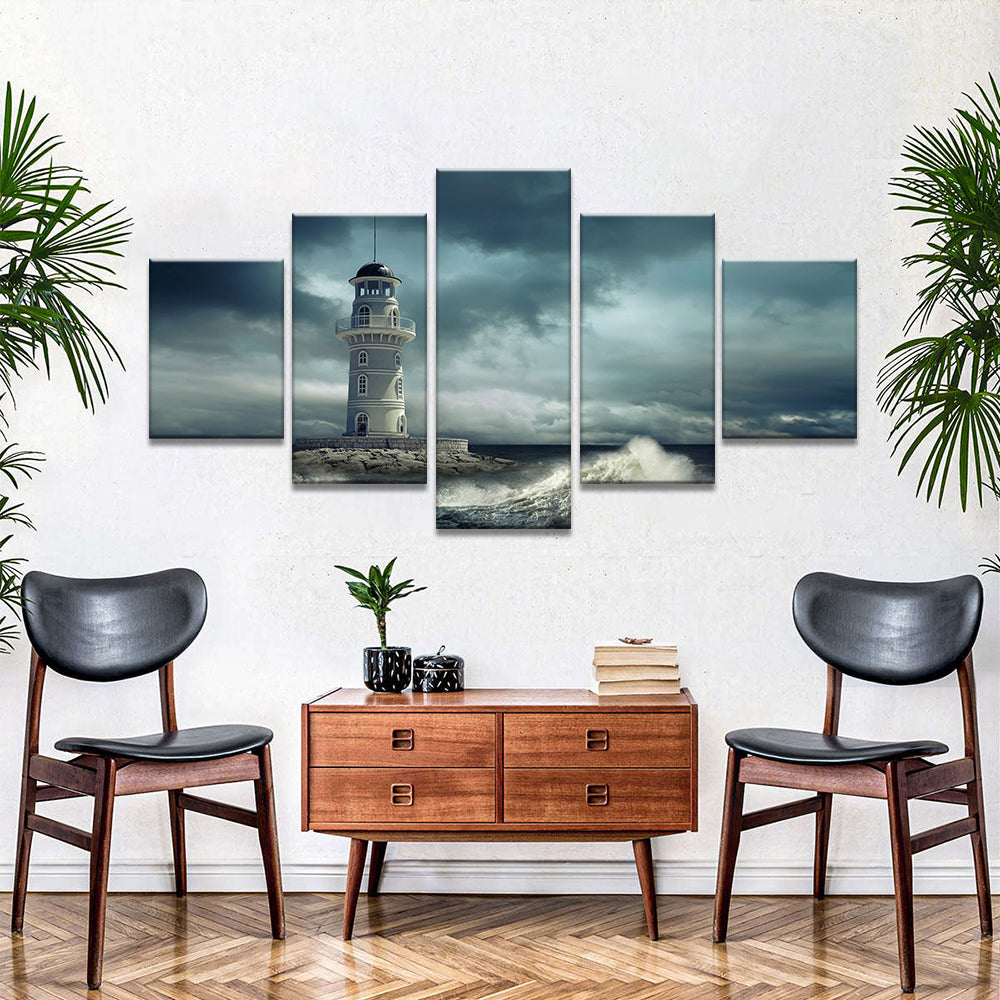  Lighthouse in Stormy Weather canvas wall art