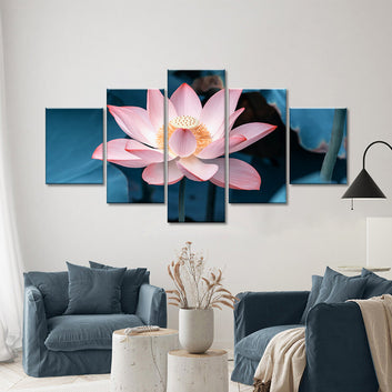 Blooming Pink Lotus Flower Canvas Wall Art