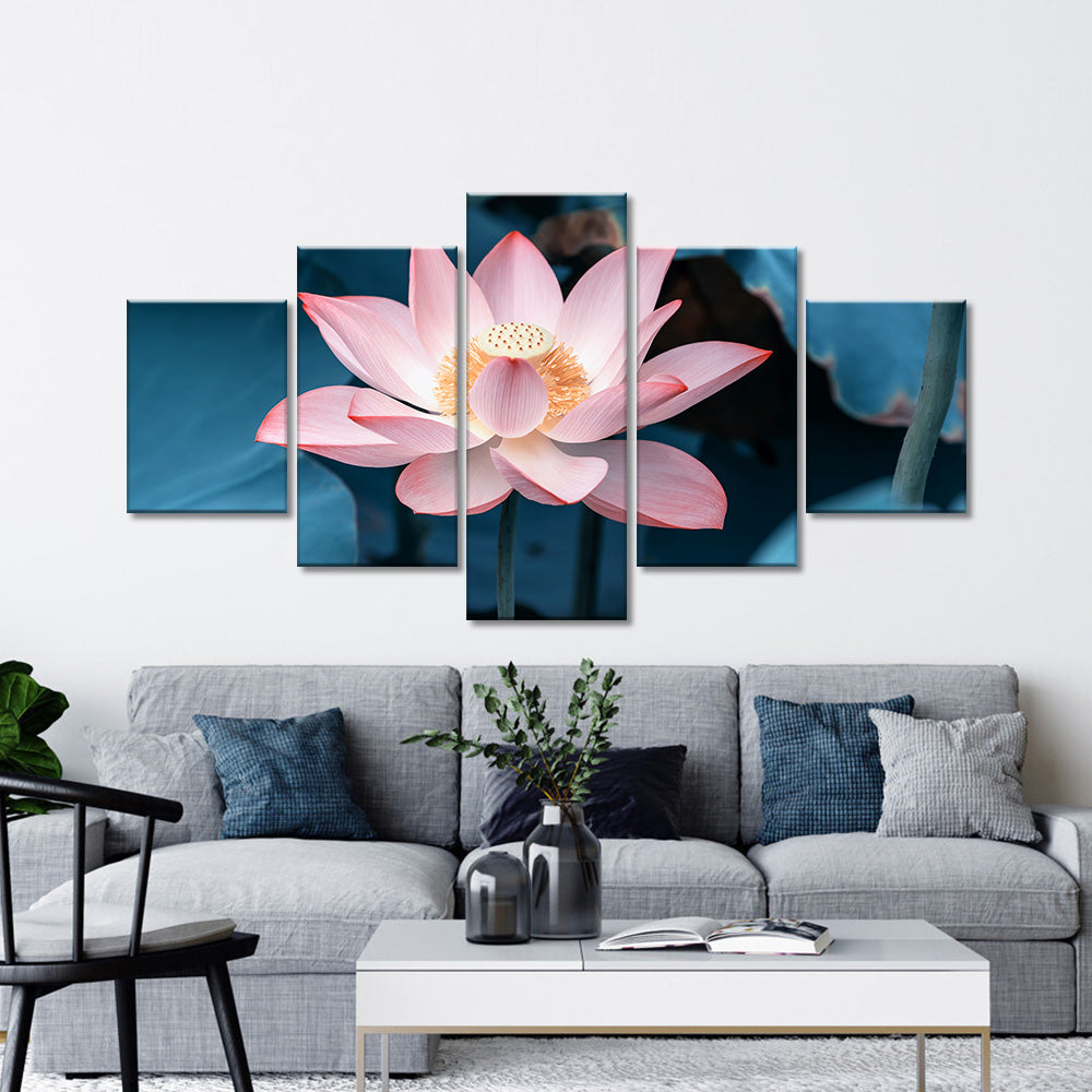 Blooming Pink Lotus Flower canvas wall art