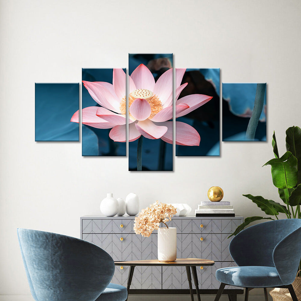 Blooming Pink Lotus Flower canvas wall art