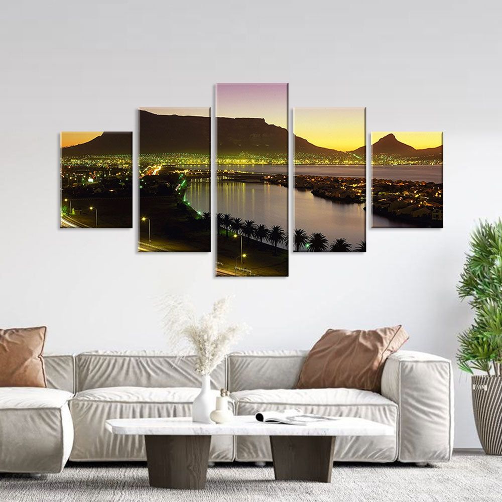 Cape Town Table Mountain Night View Canvas Wall Art