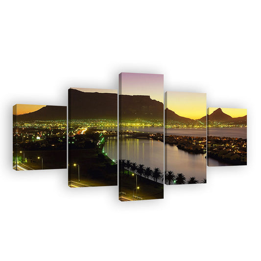 Cape Town Table Mountain Night View Canvas Wall Art