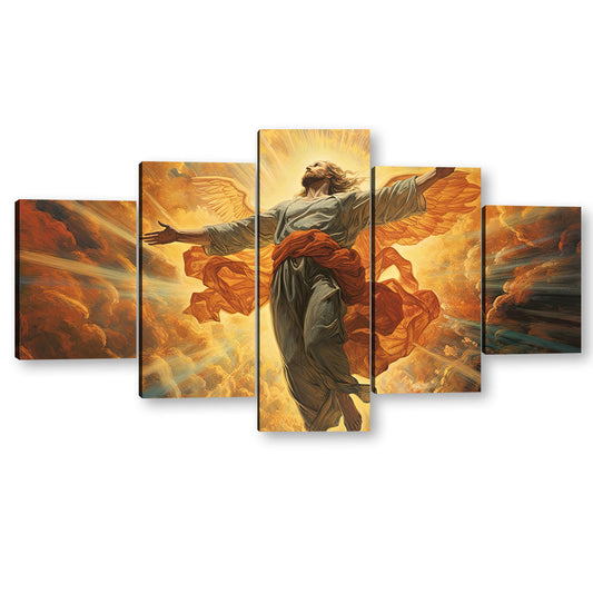 5 Piece Heavenly Sky Jesus Christ Canvas Wall Art