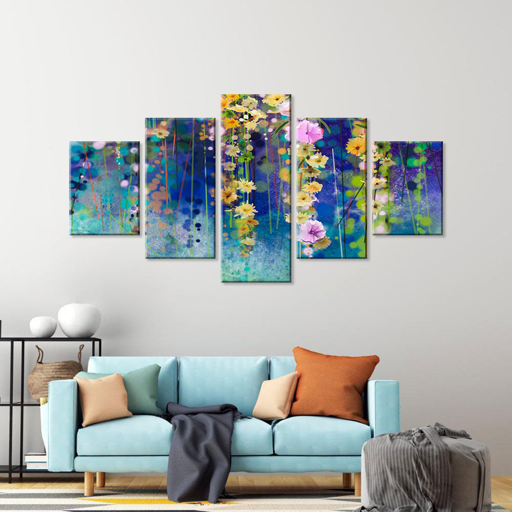 Colorful Hanging Flowers canvas wall art