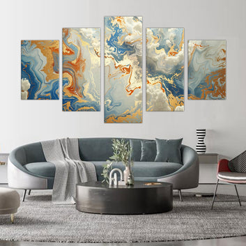 5-Piece Marble Gold Abstract Canvas Wall Art