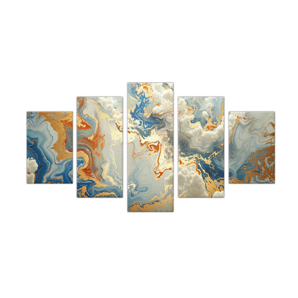 5-Piece Marble Gold Abstract Canvas Wall Art