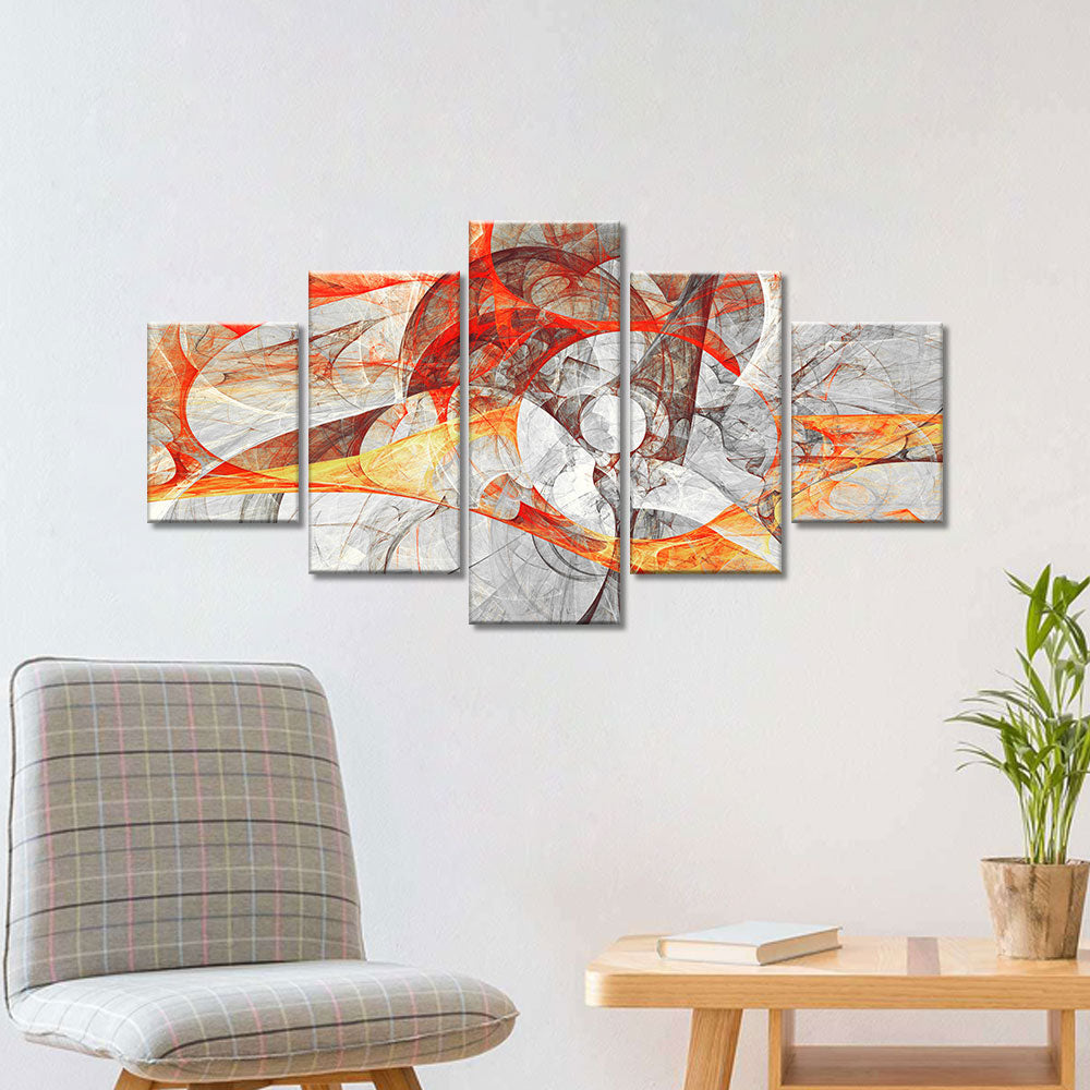  Abstract Orange and Red Flow canvas wall art