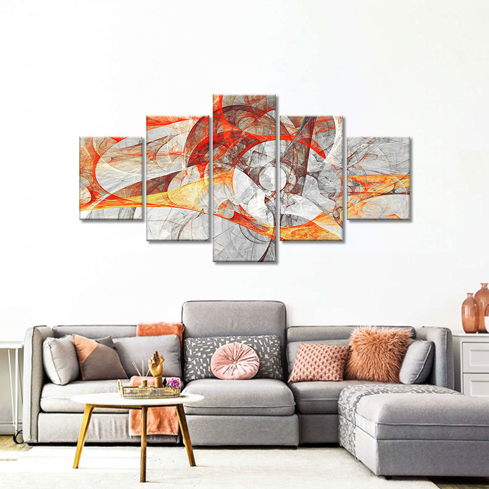  Abstract Orange and Red Flow canvas wall art