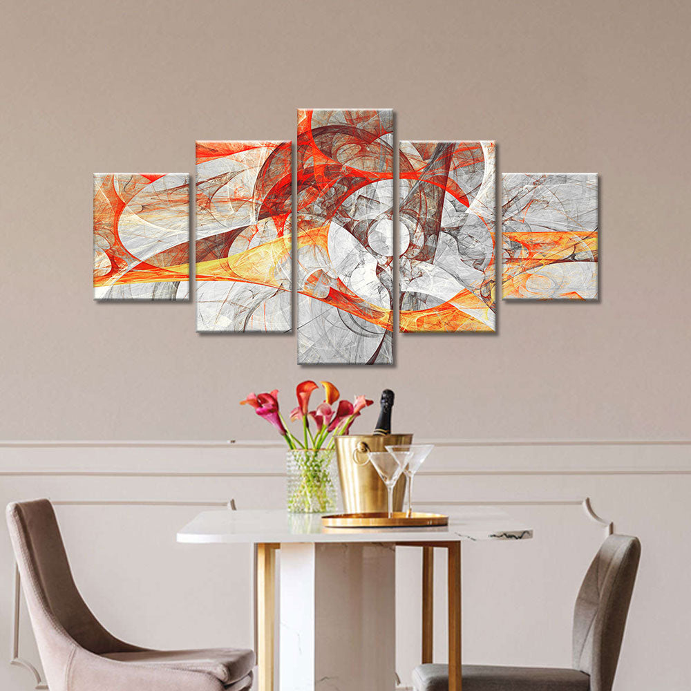  Abstract Orange and Red Flow canvas wall art