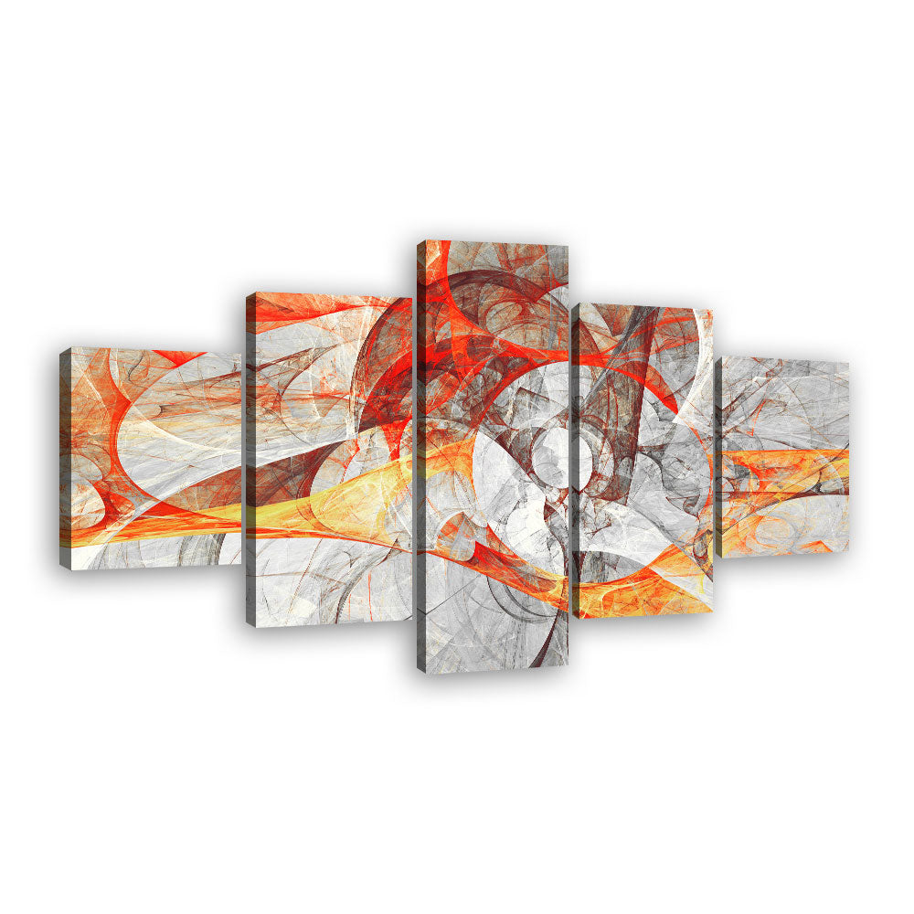  Abstract Orange and Red Flow canvas wall art