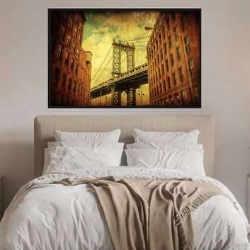 Vintage Manhattan Bridge Canvas Wall Art