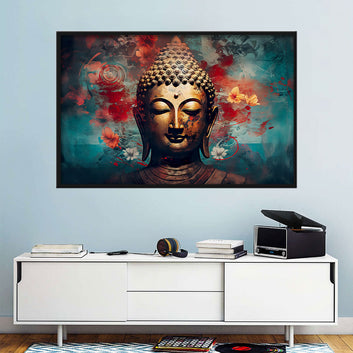 Buddha in Colorful Vintage Style Canvas Wall Art