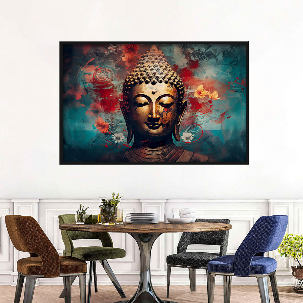 Buddha in Colorful Vintage Style Canvas Wall Art