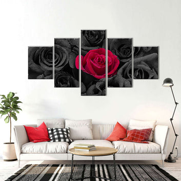 Red Rose Pop in Black Canvas Wall Art