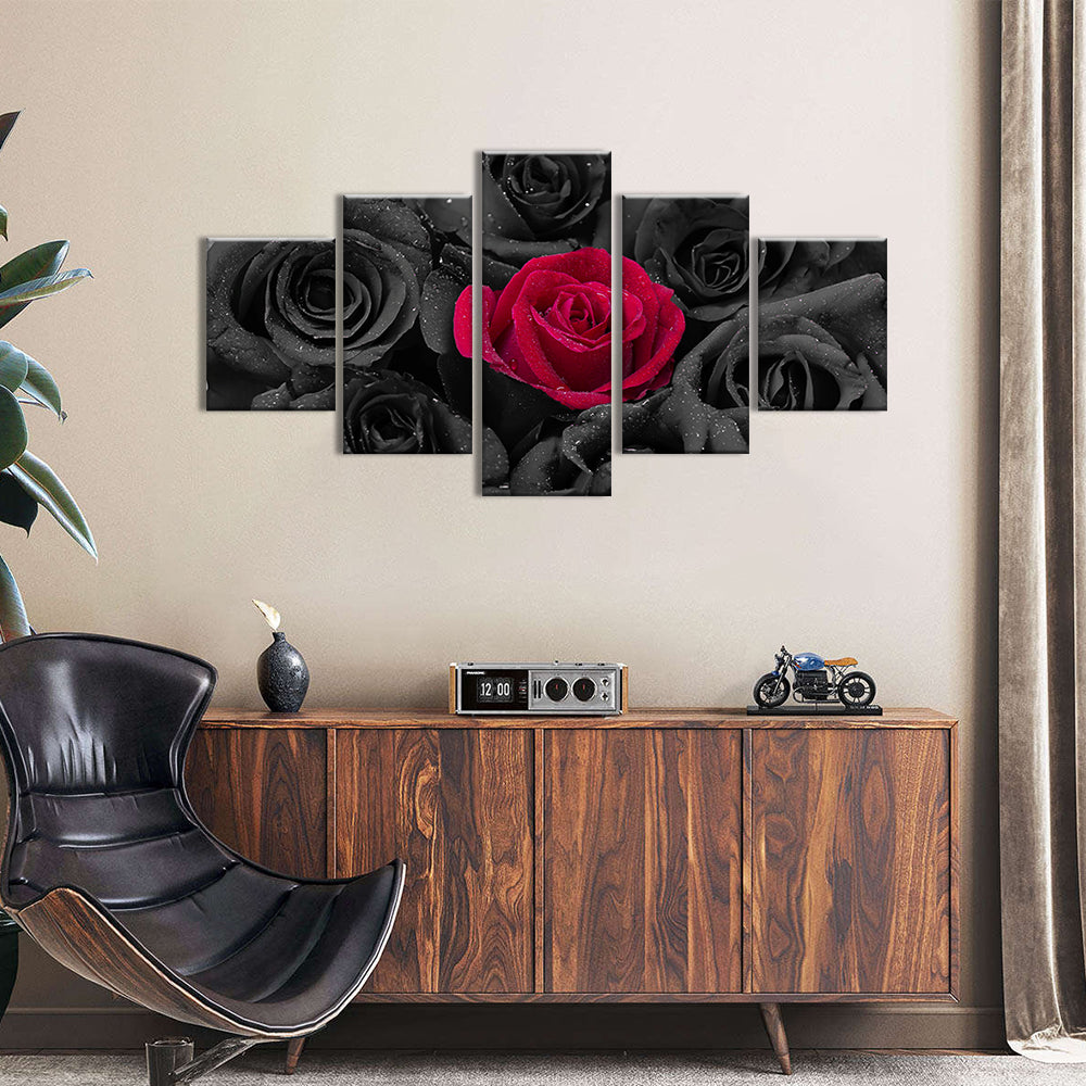 Red Rose Pop in Black Canvas Wall Art