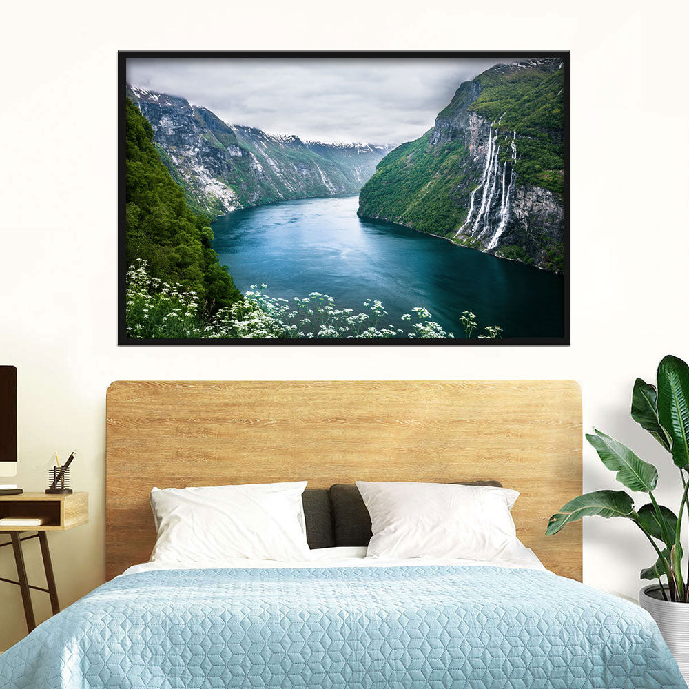 Seven Sisters Waterfall in Norway Canvas Wall Art