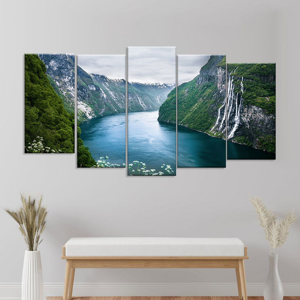 Seven Sisters Waterfall in Norway Canvas Wall Art