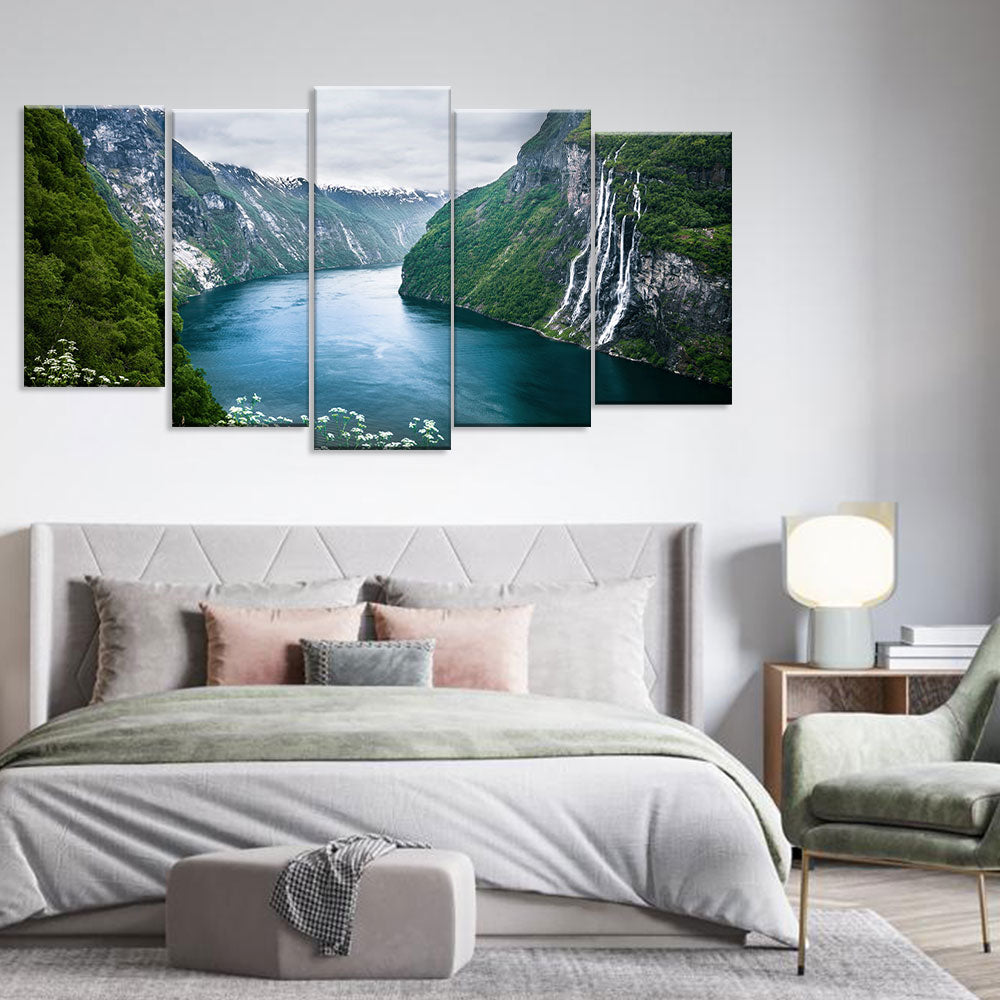 Seven Sisters Waterfall in Norway Canvas Wall Art