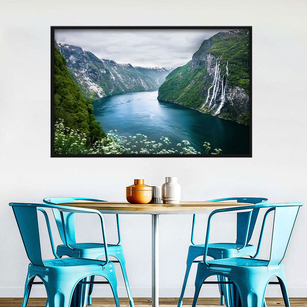 Seven Sisters Waterfall in Norway Canvas Wall Art