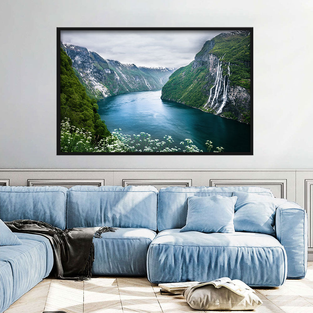 Seven Sisters Waterfall in Norway Canvas Wall Art