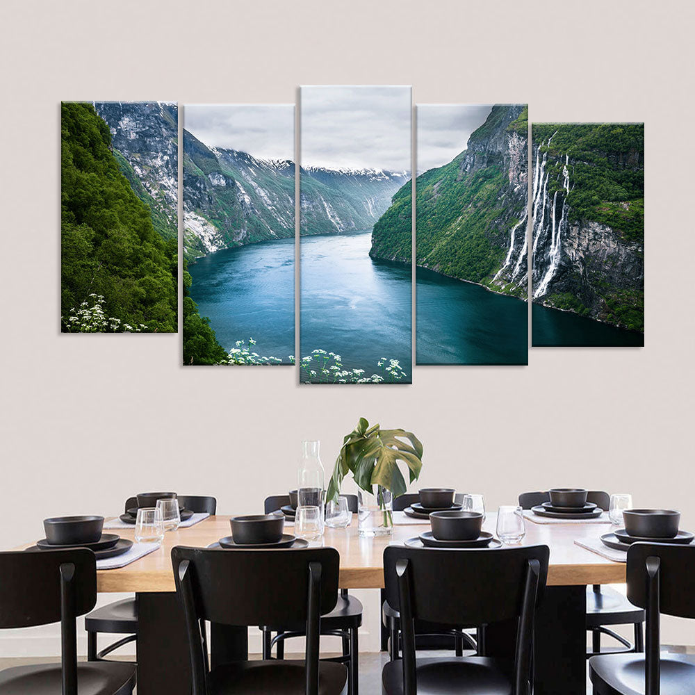 Seven Sisters Waterfall in Norway Canvas Wall Art