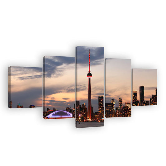 Toronto Skyline at Night Canvas Wall Art