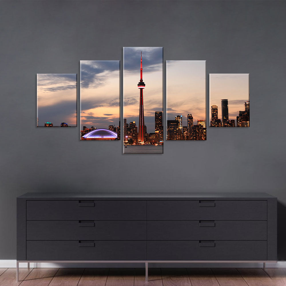 Toronto Skyline at Night Canvas Wall Art