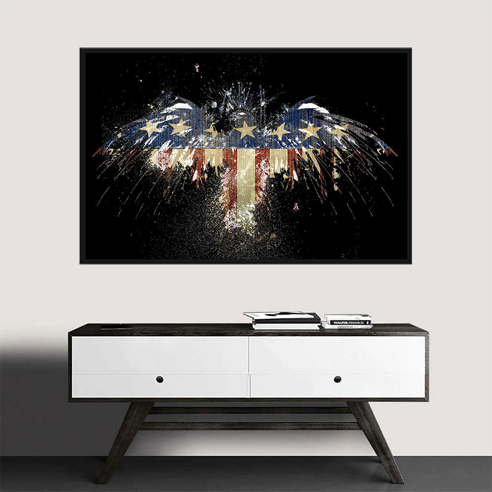 Eagle Shape American Flag Canvas Wall Art