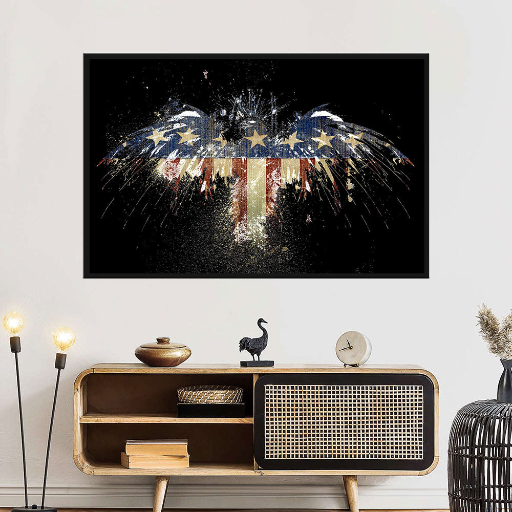 Eagle Shape American Flag Canvas Wall Art