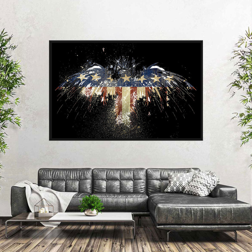 Eagle Shape American Flag Canvas Wall Art