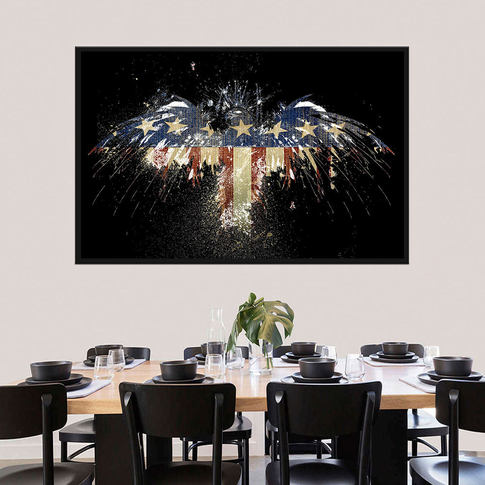 Eagle Shape American Flag Canvas Wall Art