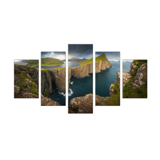 5-Piece Coastal Cliff Panorama Canvas Wall Art