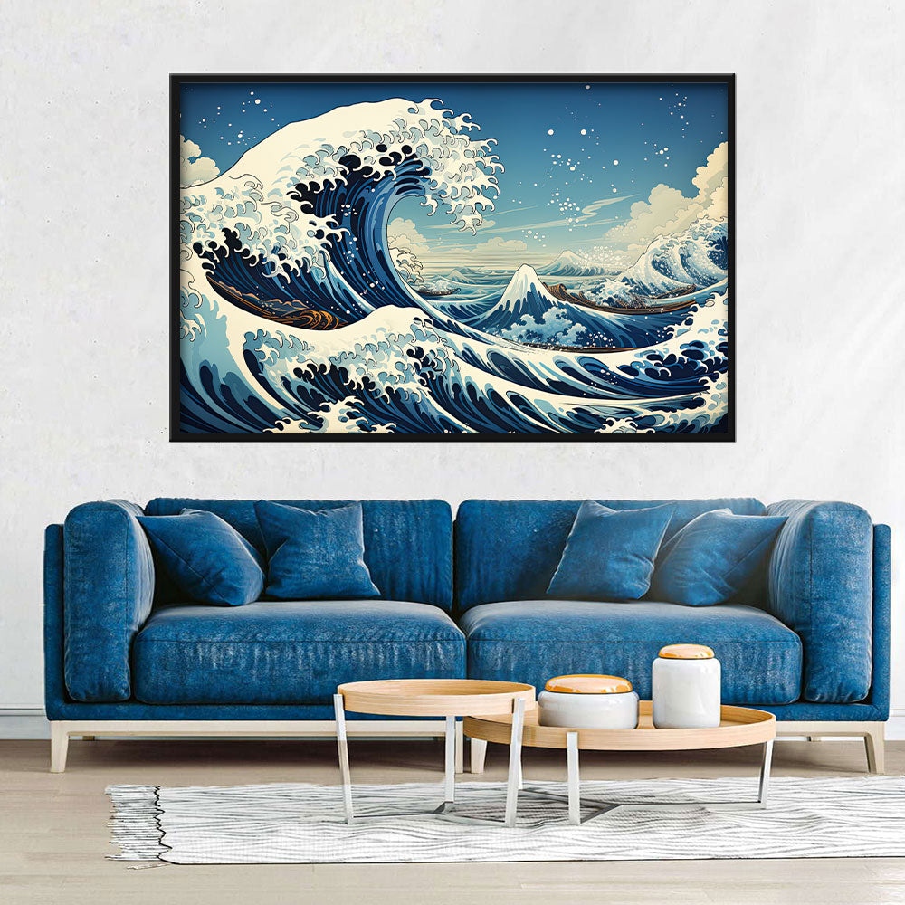 Watercolor Kanagawa Wave Canvas Wall Art 