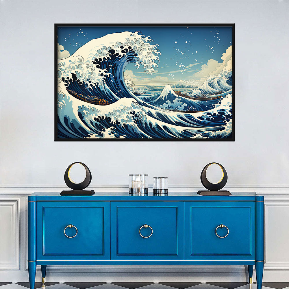 Watercolor Kanagawa Wave Canvas Wall Art 