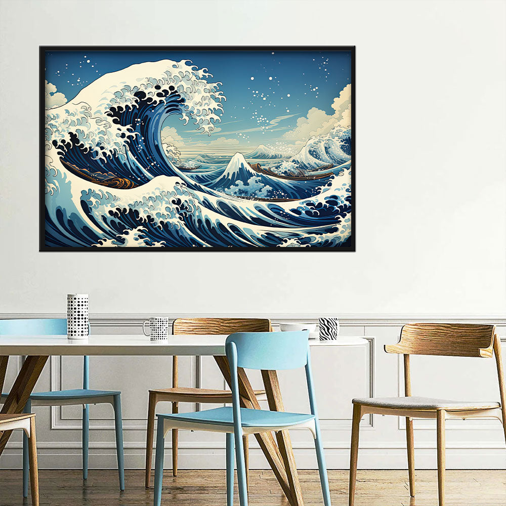 Watercolor Kanagawa Wave Canvas Wall Art 