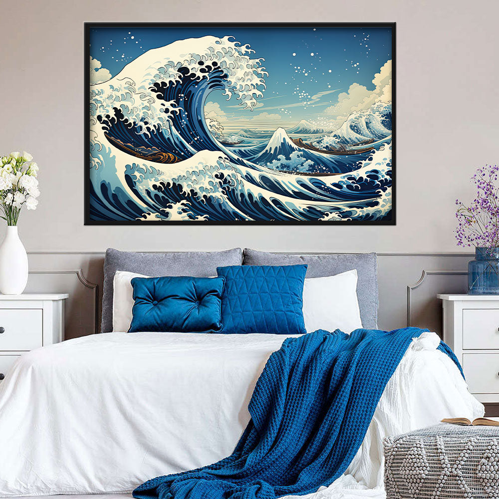 Watercolor Kanagawa Wave Canvas Wall Art 