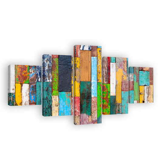 Colorful Retro Wood Canvas Wall Art