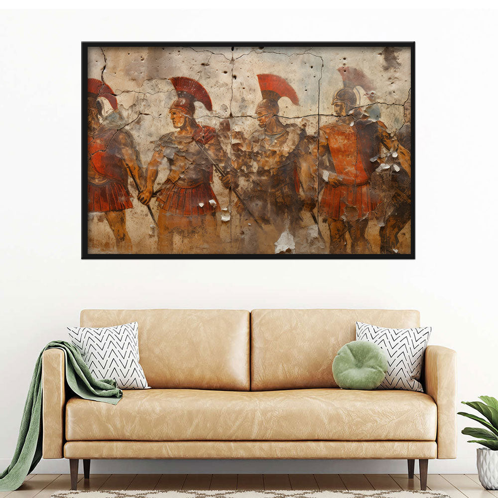 Ancient Roman Warriors Wall Fresco Canvas Wall Art